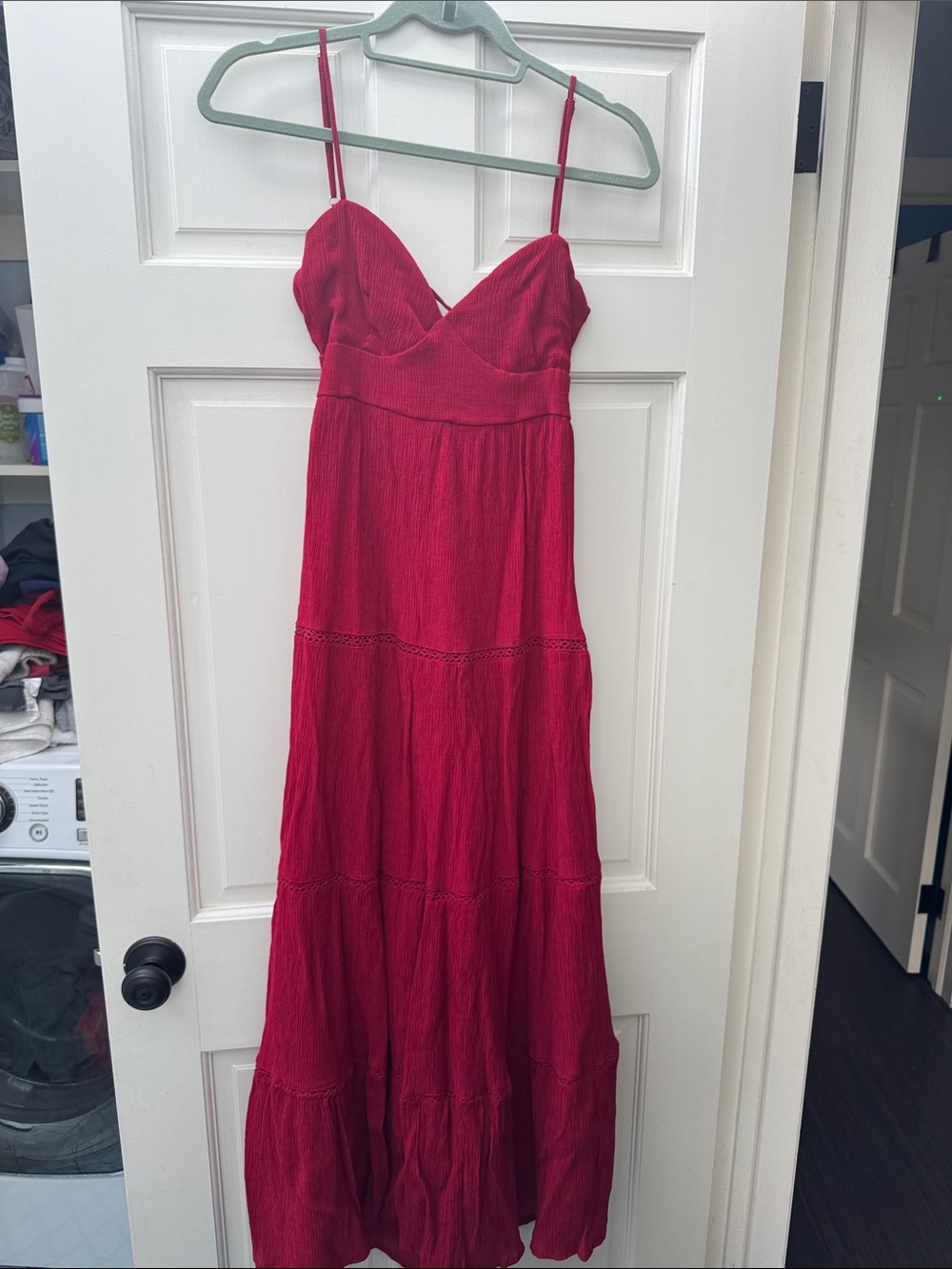 Zara Deep Red Spaghetti-Strap Maxi Dress